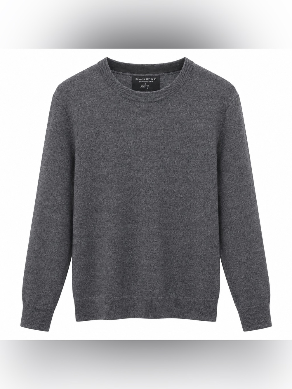 Banana Republic Mens M 100% Extra Fine Merino Wool Sweater Italian Yarn Gray